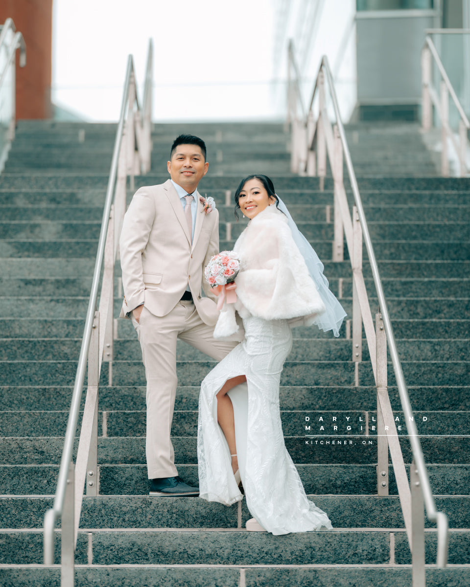 Daryll & Margiere wedding at Kitchener, ON, on the steps