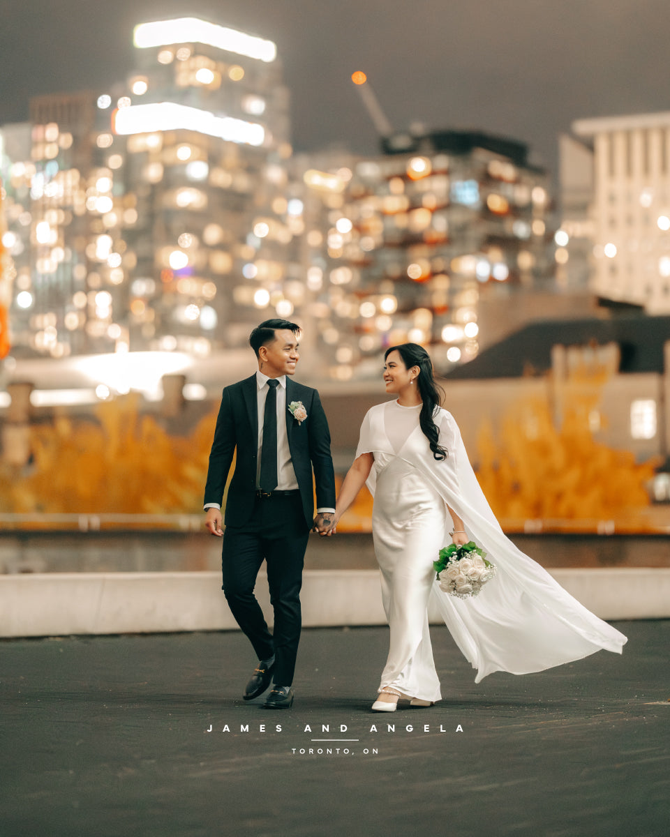 James & Angela wedding at Toronto, ON, downtown after dark