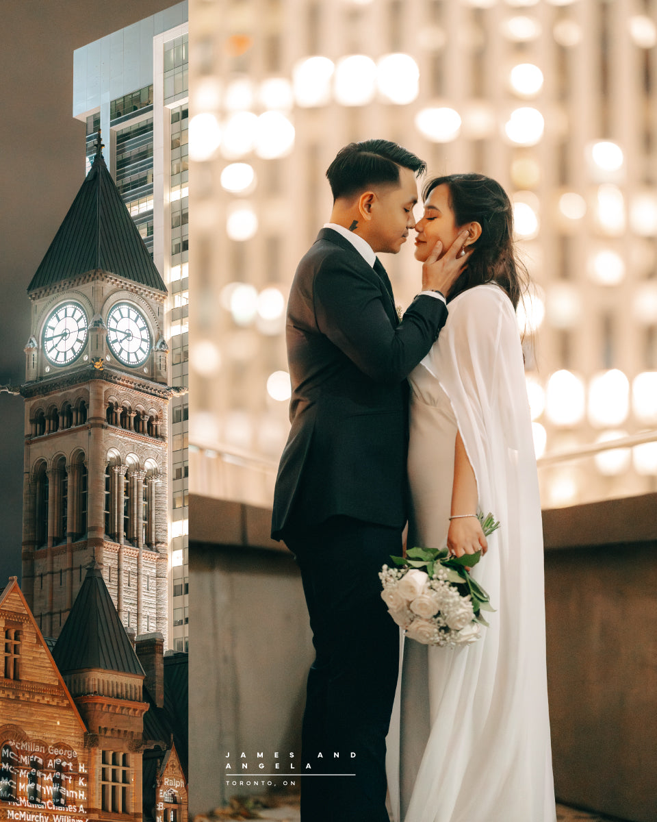 James & Angela wedding at Toronto, ON, downtown after dark